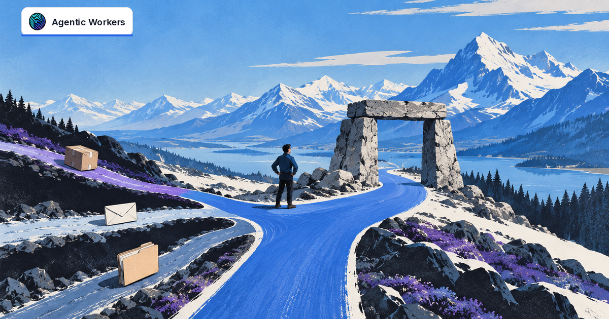 Several organized work routes converging into a clear path across a blue landscape